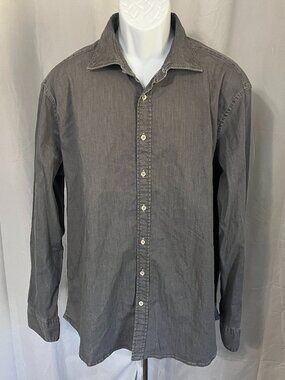 ✨ Stenströms Men’s Gray Denim-Style Long Sleeve Shirt XL EUC 🔥